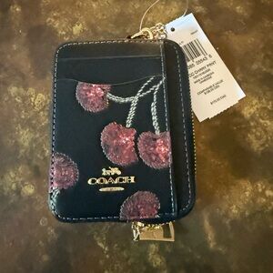 Coach Black Embroidered cherry Card Holder